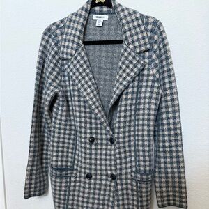 William Rast Blue and White Checkered Blazer